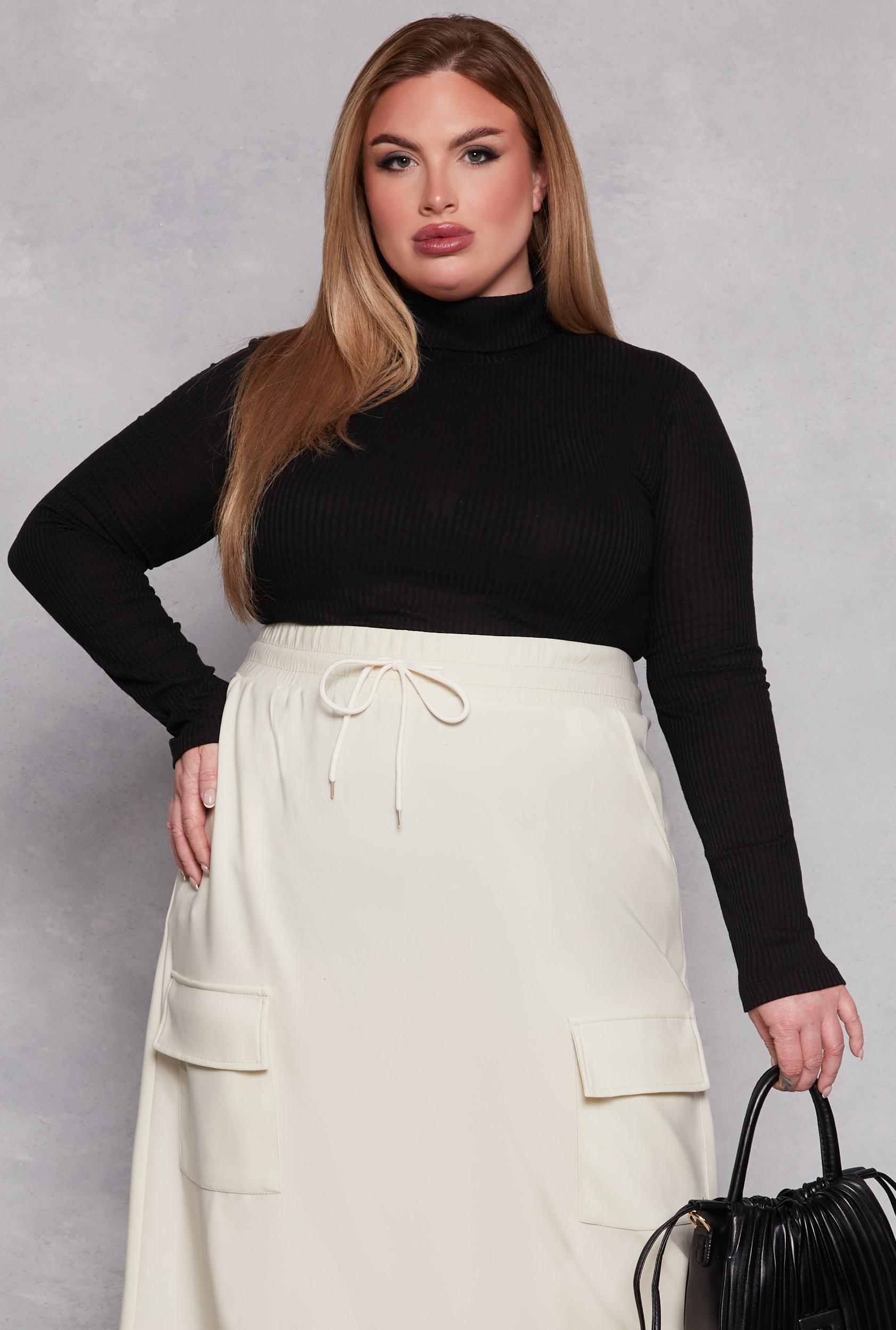Womens Plus Size Basic Ribbed Knit Turtleneck Top Product Image