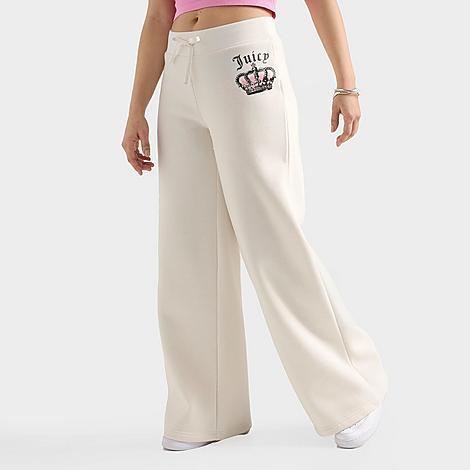 Juicy Couture Womens Crown Fleece Wide Leg Jogger Pants Product Image