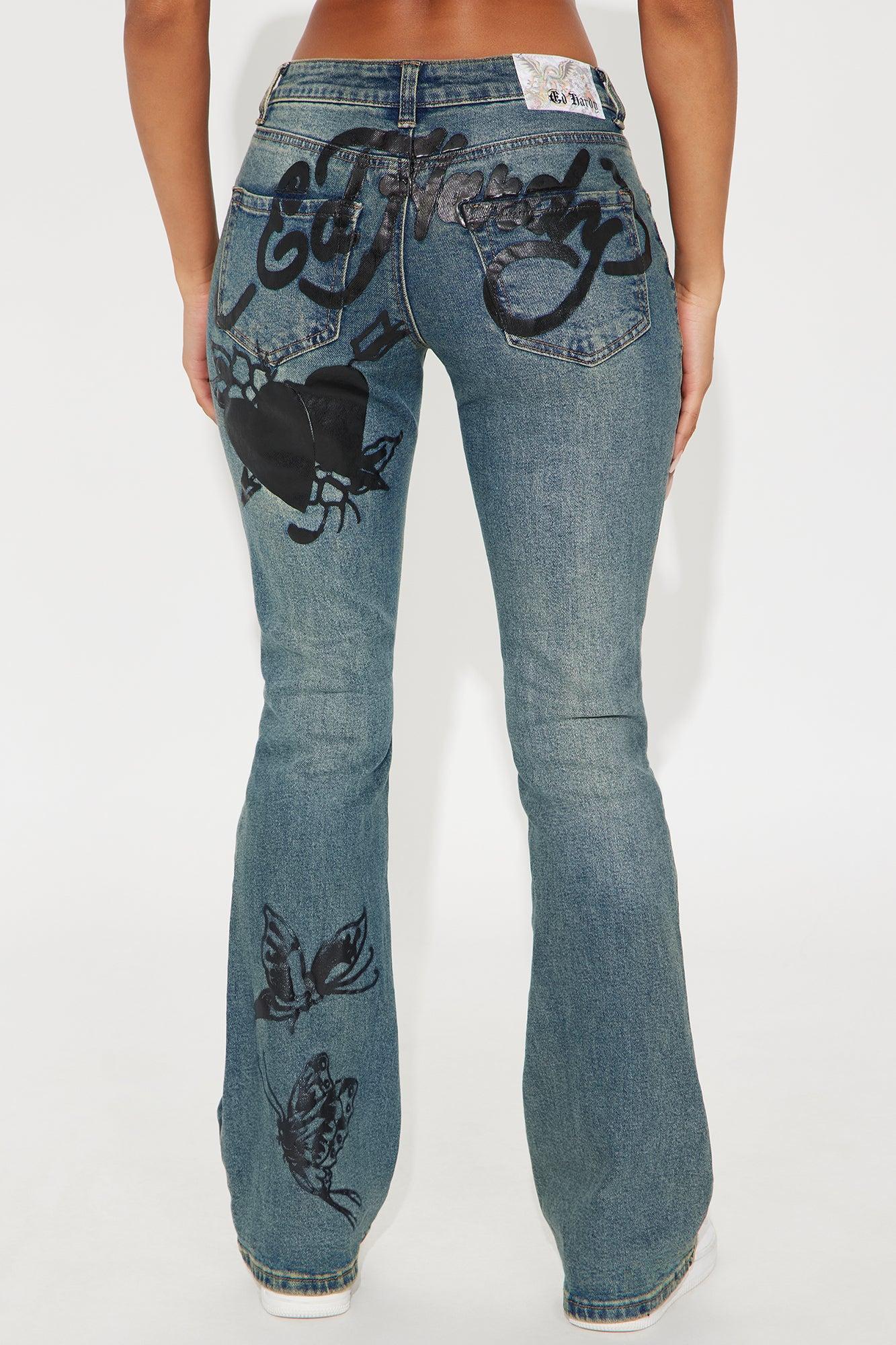 Ed Hardy Tattoo Bootcut Jeans - Medium Wash Product Image