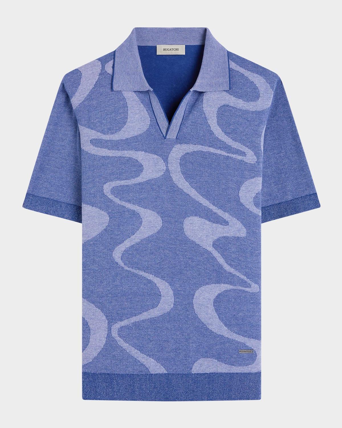 Mens Short-Sleeve Polo Sweater with Johnny Collar Product Image