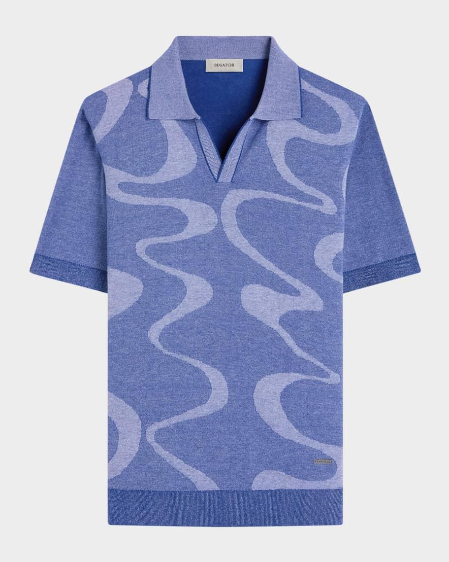 Mens Short-Sleeve Polo Sweater with Johnny Collar Product Image
