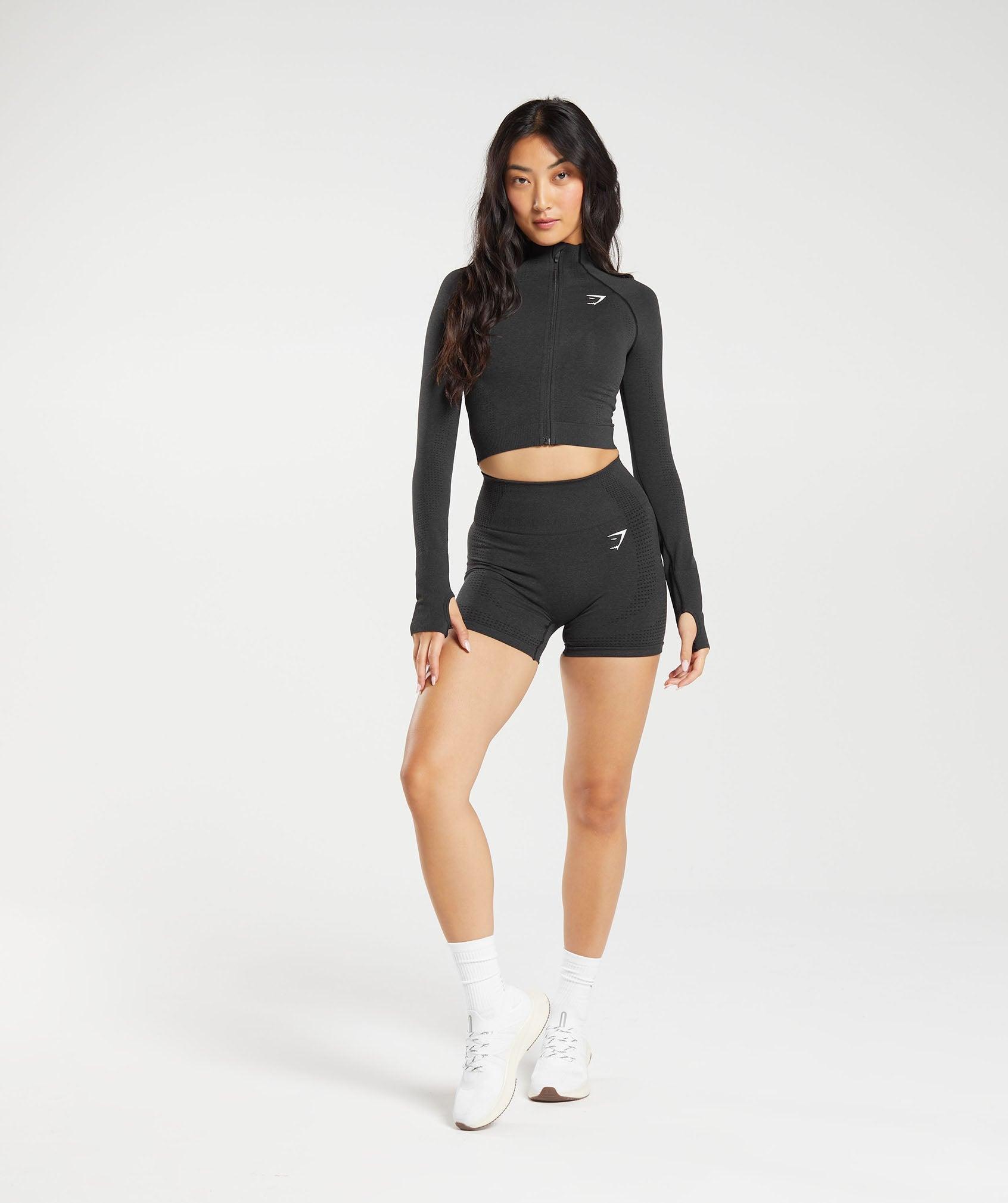 Gymshark Vital Midi Zip Up Jacket - Black Marl Female Product Image