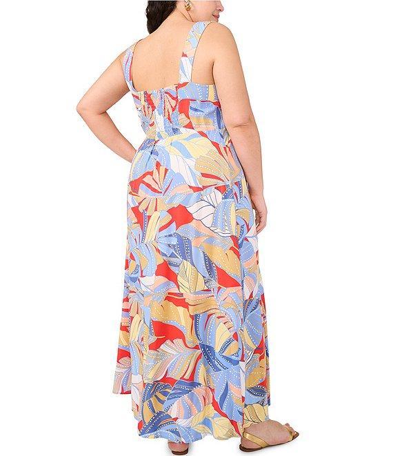 Vince Camuto Plus Size Lake breeze Print Woven Printed Square Neck Sleeveless Tiered Maxi Dress Product Image