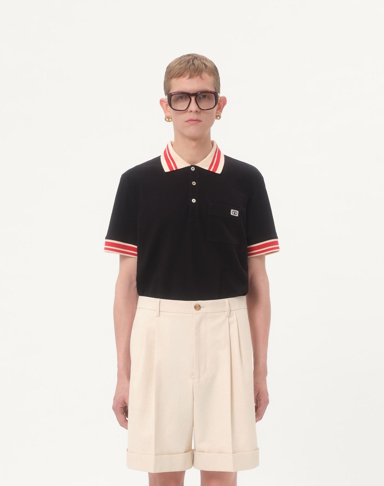Cotton Piqué Polo Shirt With Vlogo Patch Product Image