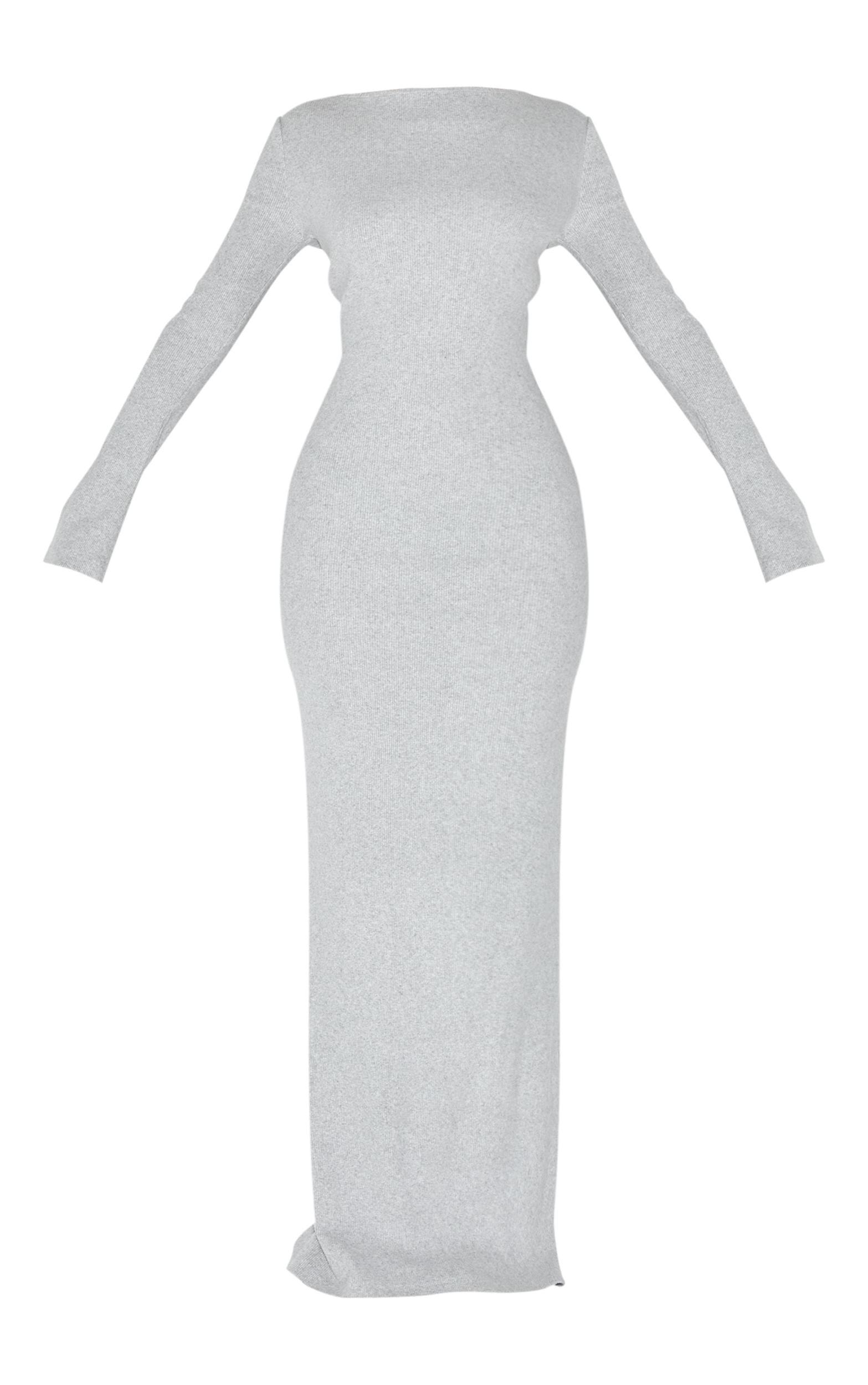 Petite Grey Ribbed Maxi Dress Product Image