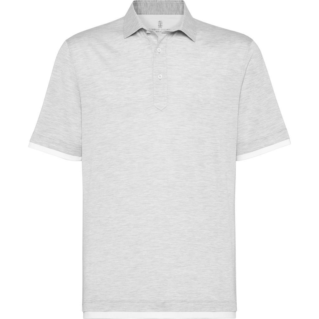 BRUNELLO CUCINELLI Polo With Faux-layering In White Product Image