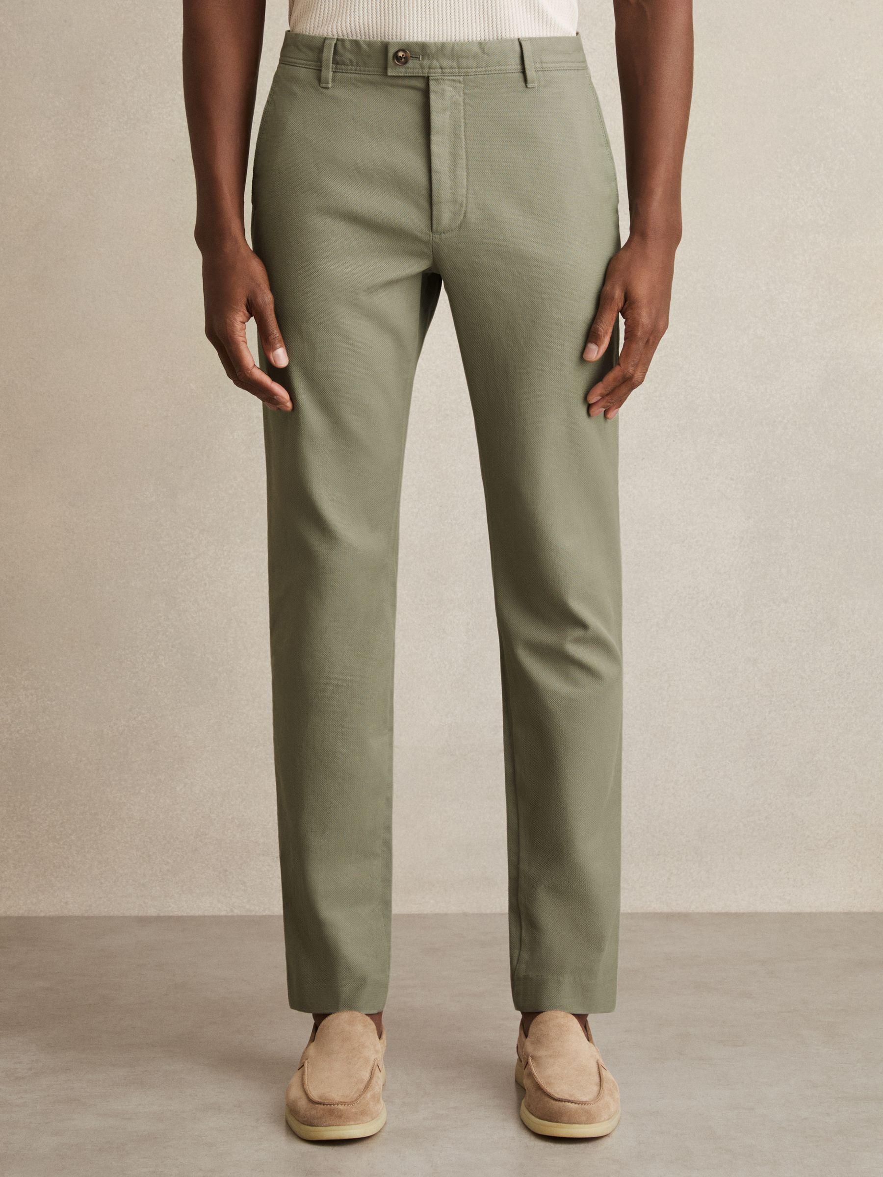Cotton-Piqué Slim-Fit Chinos in Khaki Green Product Image