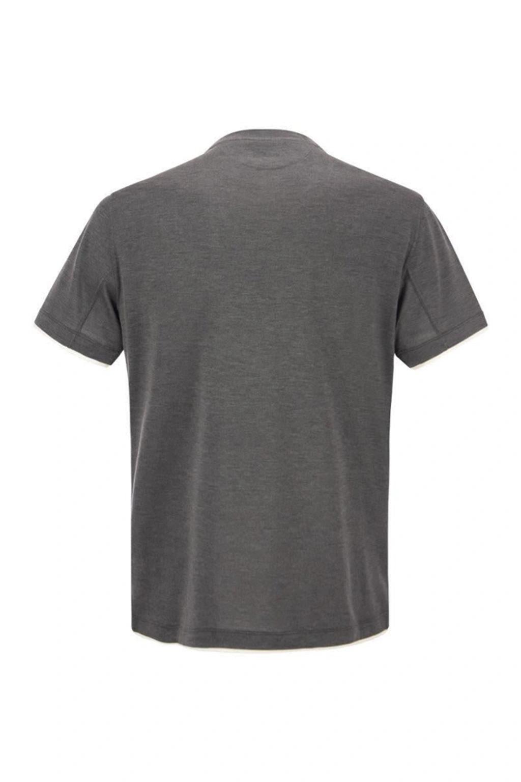 BRUNELLO CUCINELLI Silk And Cotton T-shirt In Grey Product Image