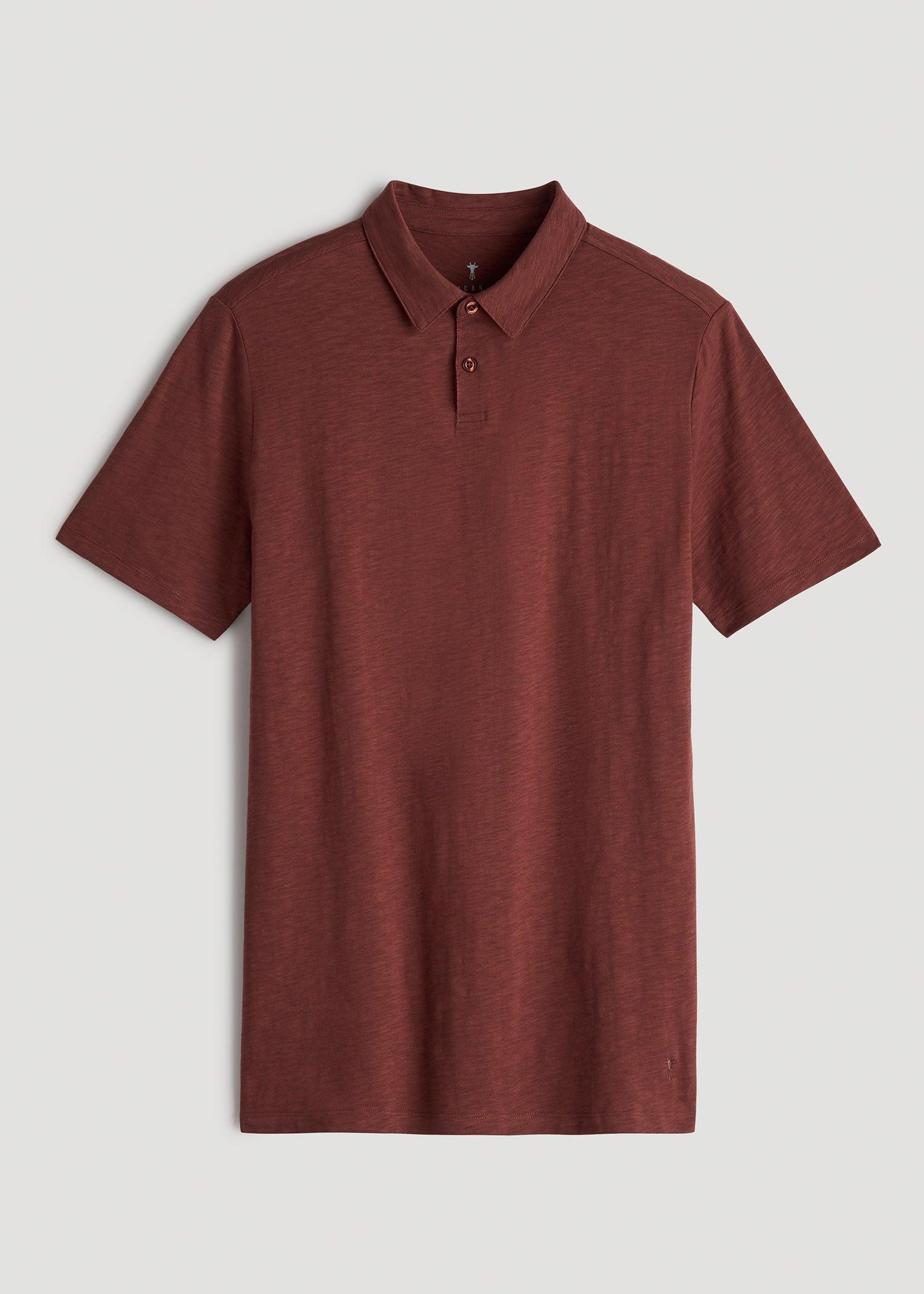 Slub Self Collar Tall Polo Shirt in Intense Rust Product Image