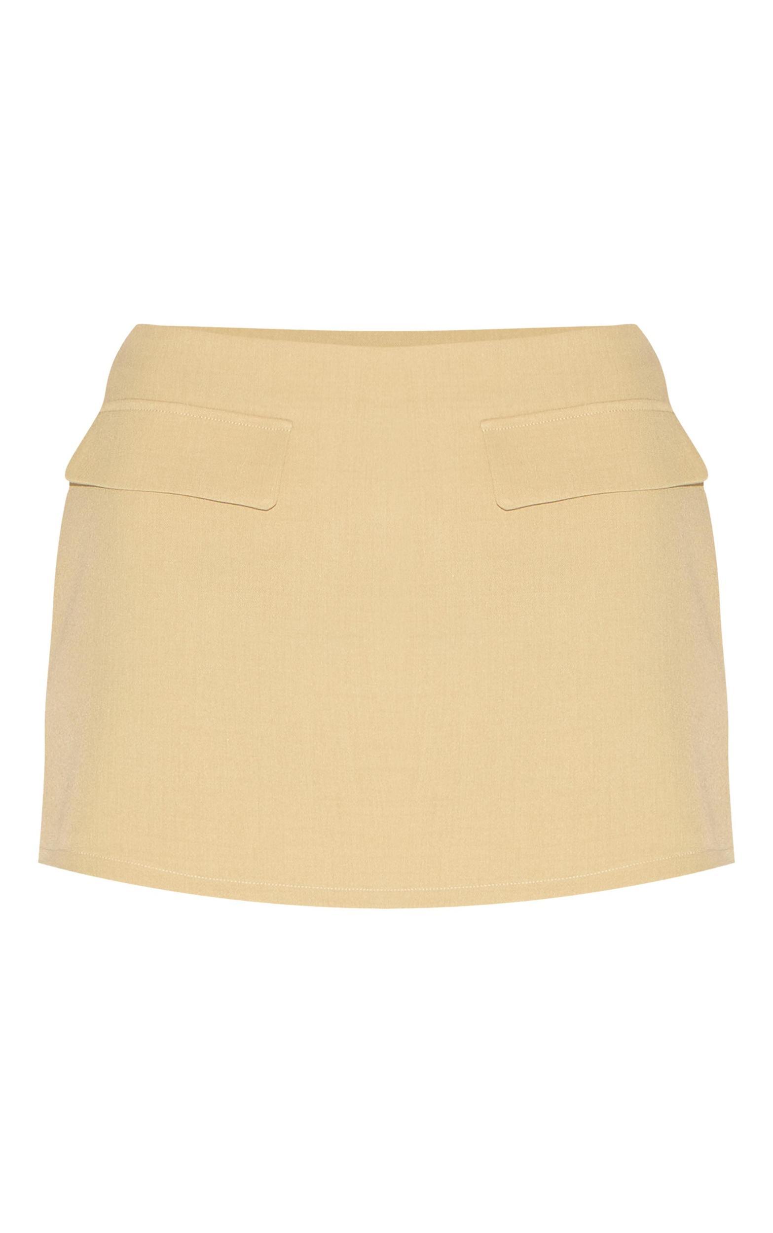 Sage Green Pocket Detail Structured Tailored Woven Mini Skirt Product Image