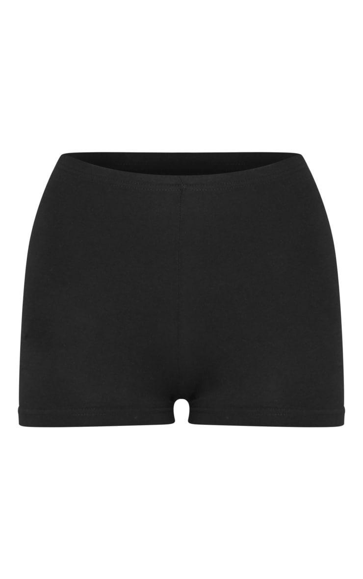 Basic Black Cotton Blend High Waist Hot Pants Product Image