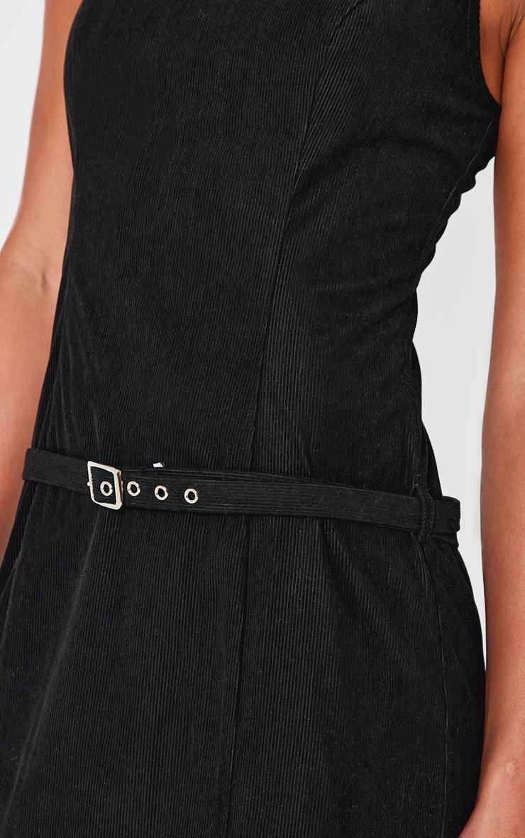 Black Corduroy Belted Shift Dress Product Image