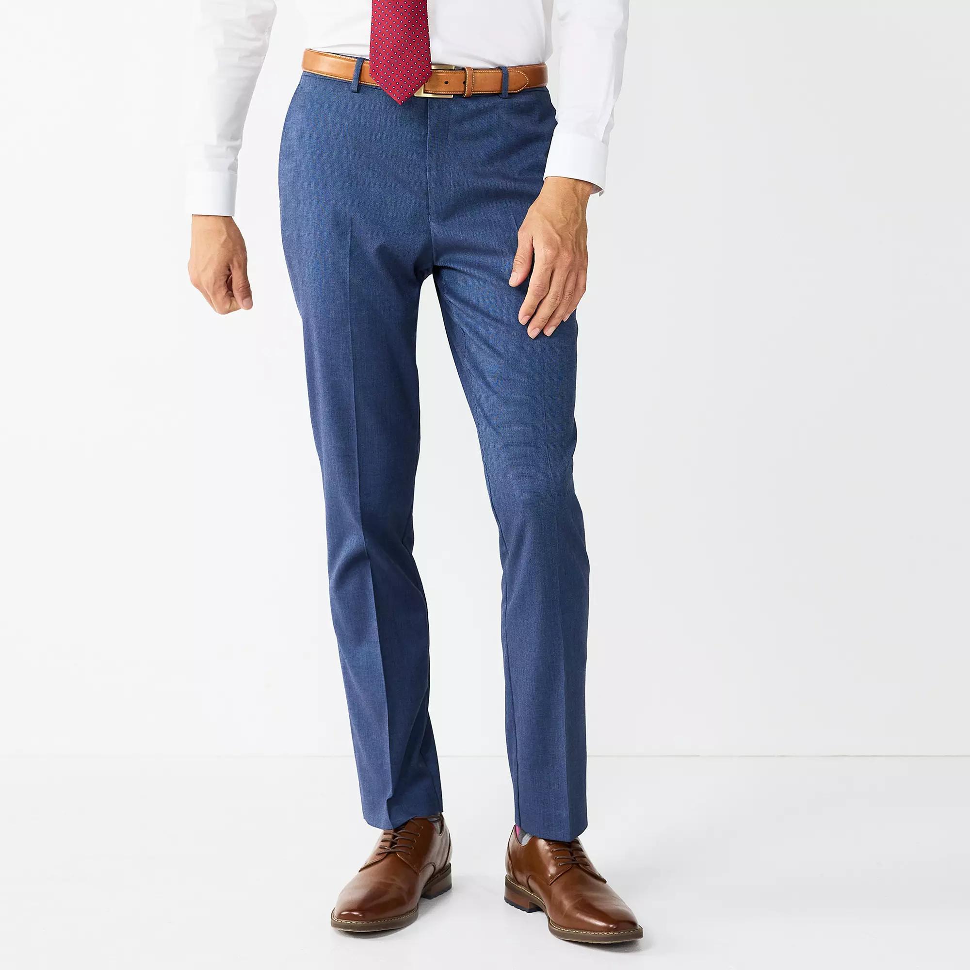 Men's Apt. 9® Premier Flex Performance Slim-Fit Washable Suit Pants, Size: 32 X 32, Blue Neat Product Image