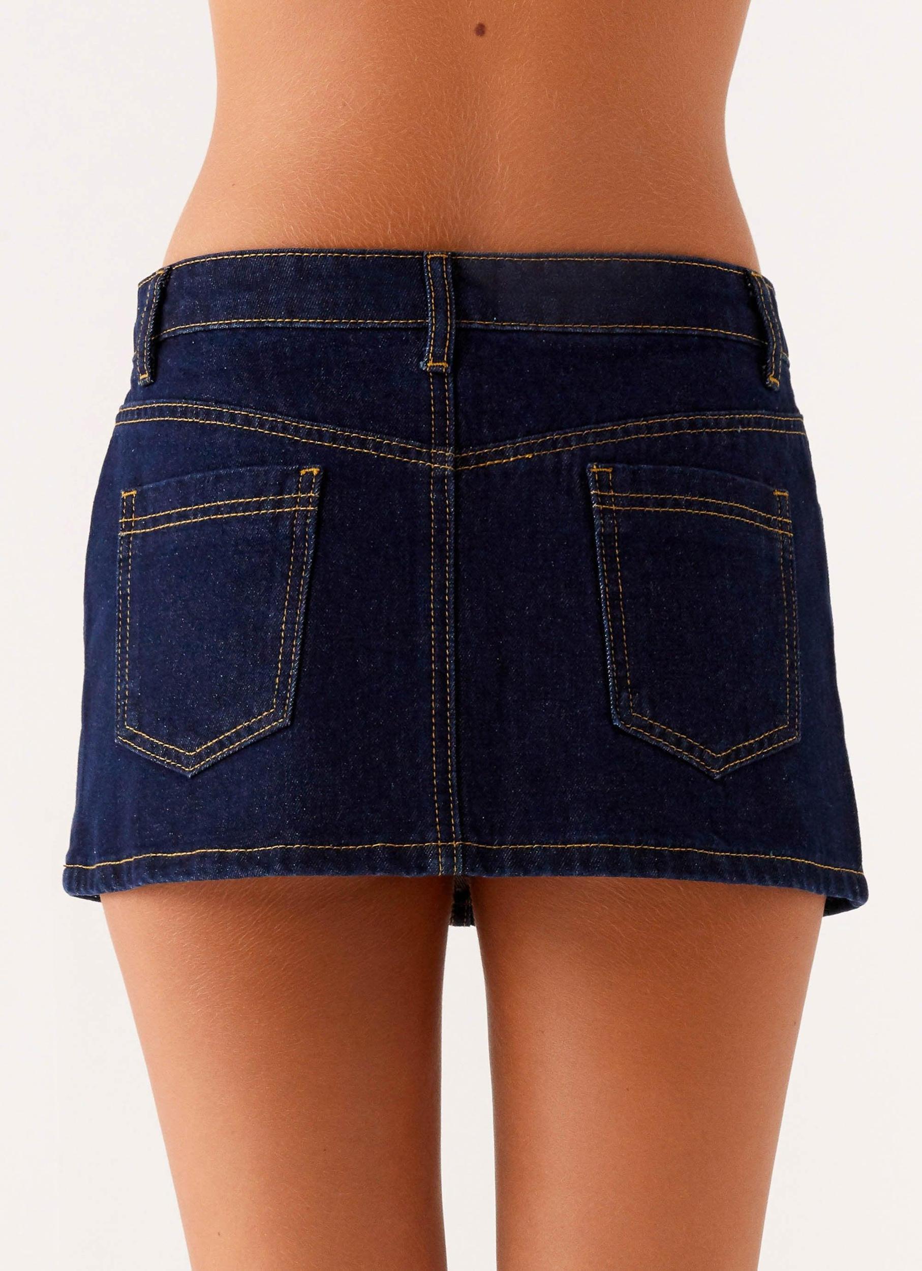 Maysa Low Rise Mini Skirt - Indigo Product Image