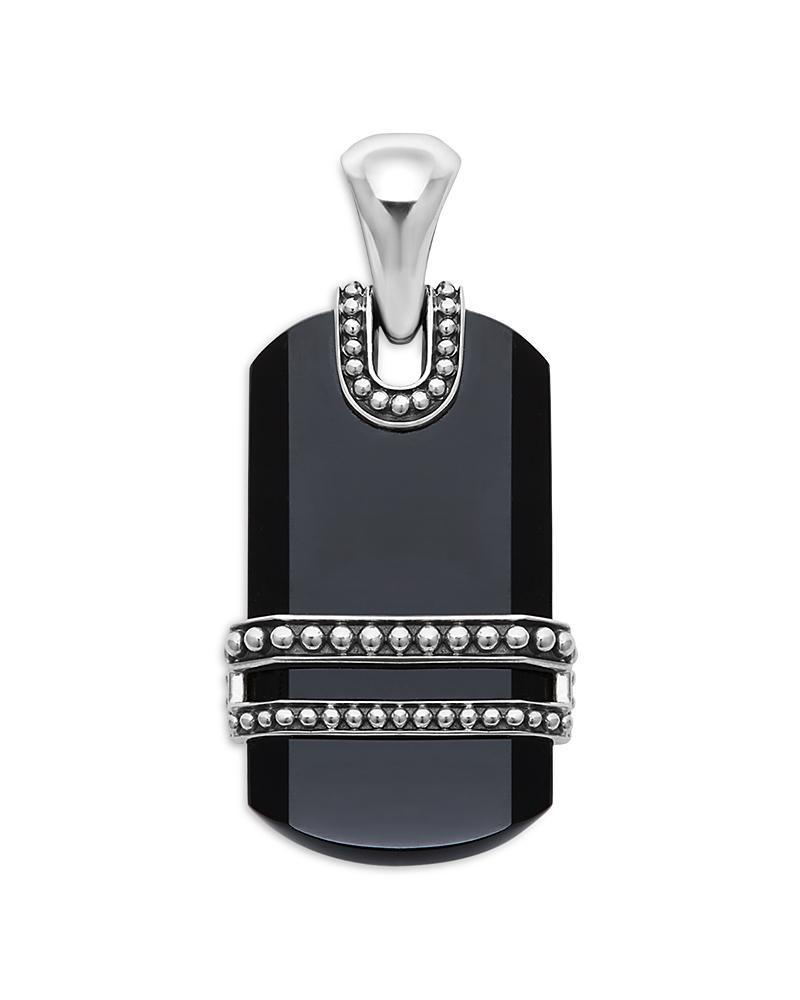 Lagos Mens Sterling Silver Anthem Tiger Eye Dog Tag Amulet Pendant - Exclusive Product Image