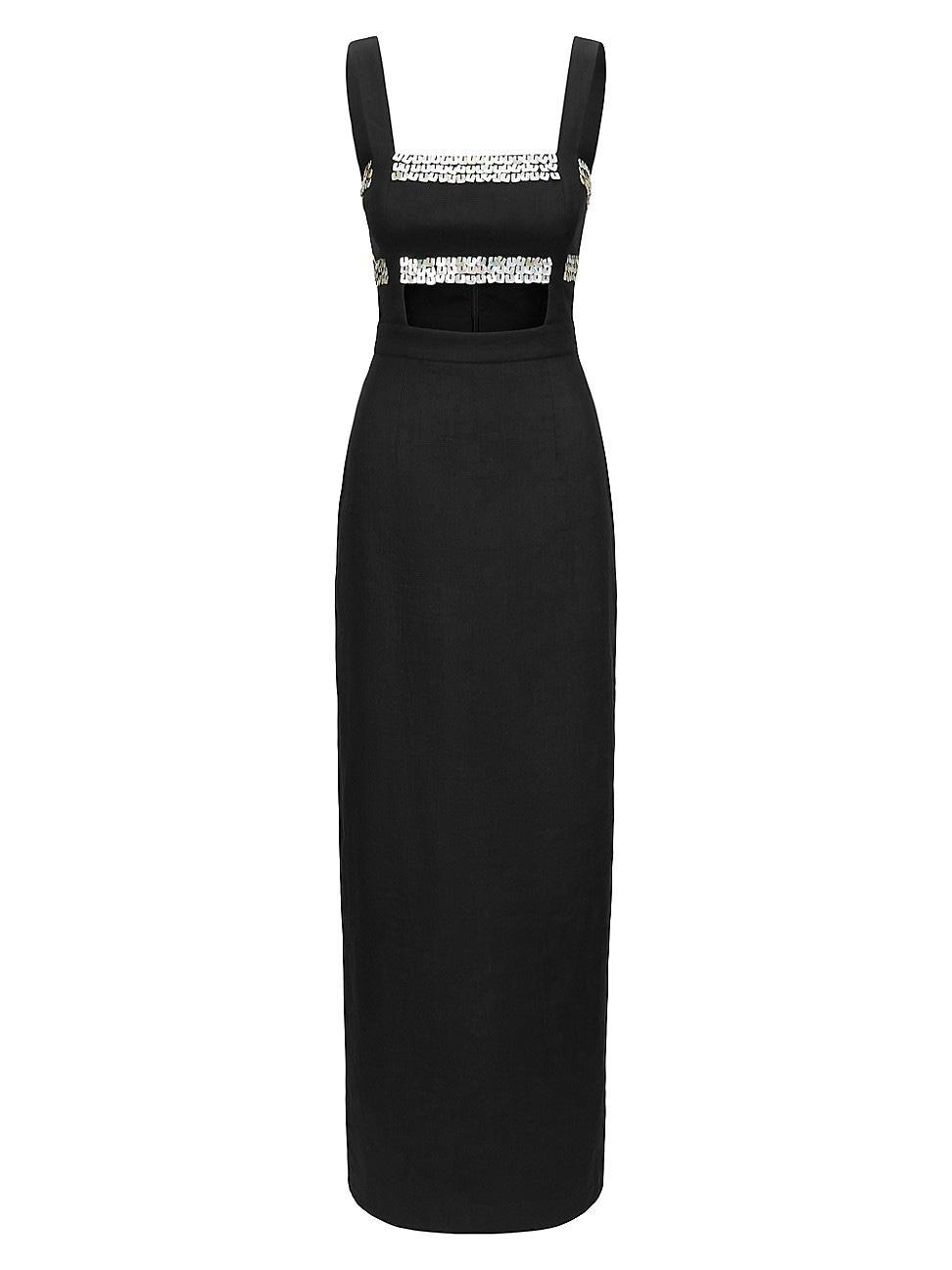 Womens Mickey Linen Embellished Maxi Dress Product Image