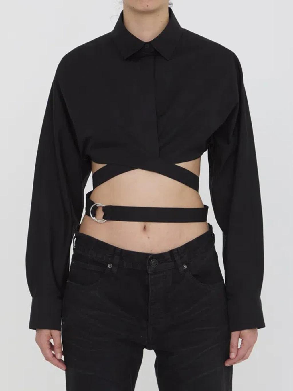 ALAÏA Crossed Shirt In Black Product Image