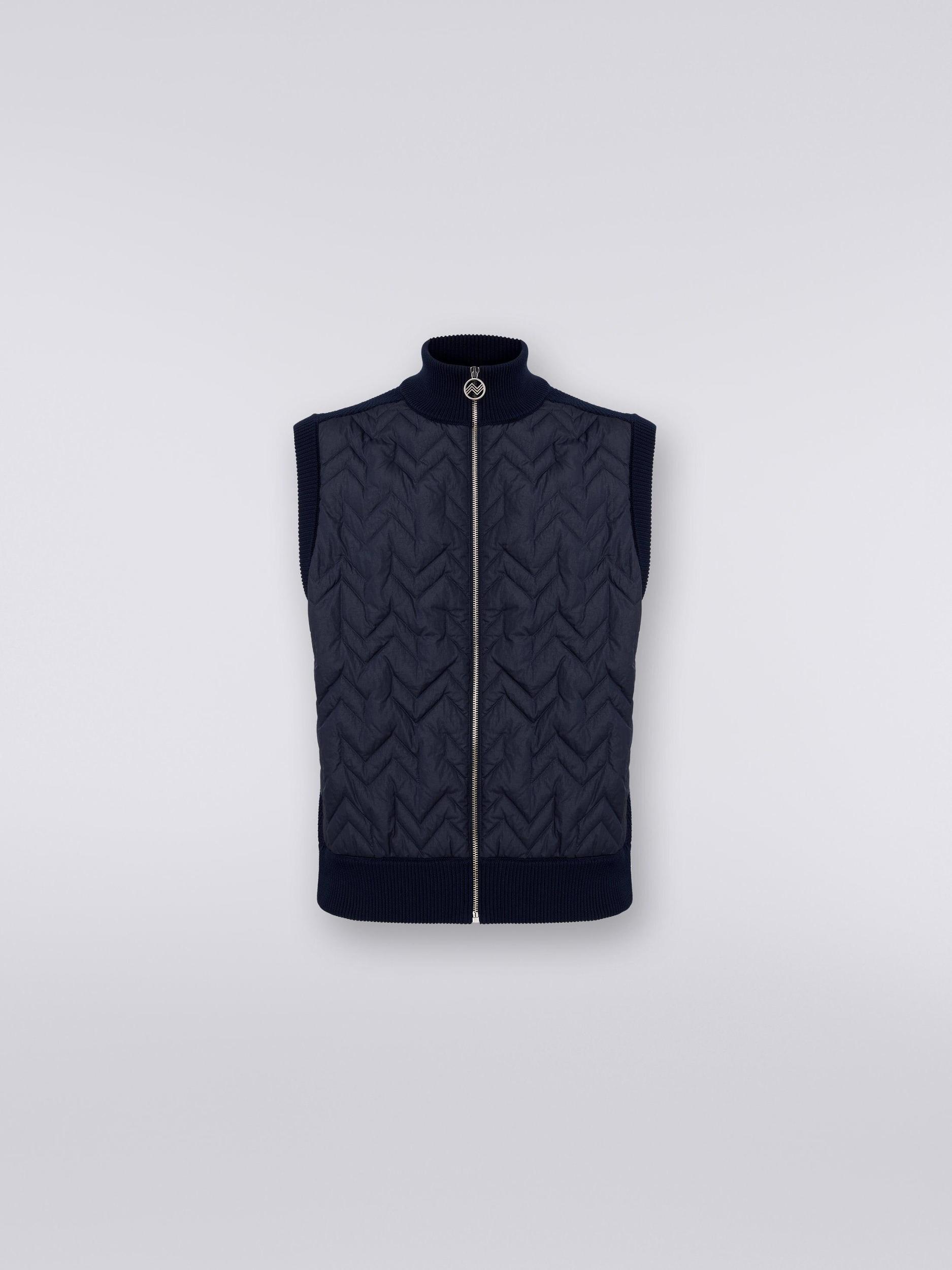 Zigzag stitched waistcoat with knitted back and piping Product Image