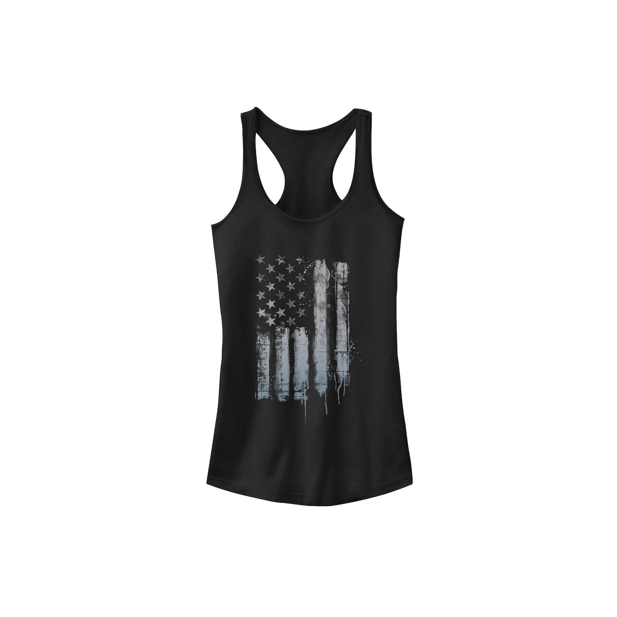 Juniors' Rustic American Flag Paint Drip Tank Top, Girl's, Size: XL, Black Product Image