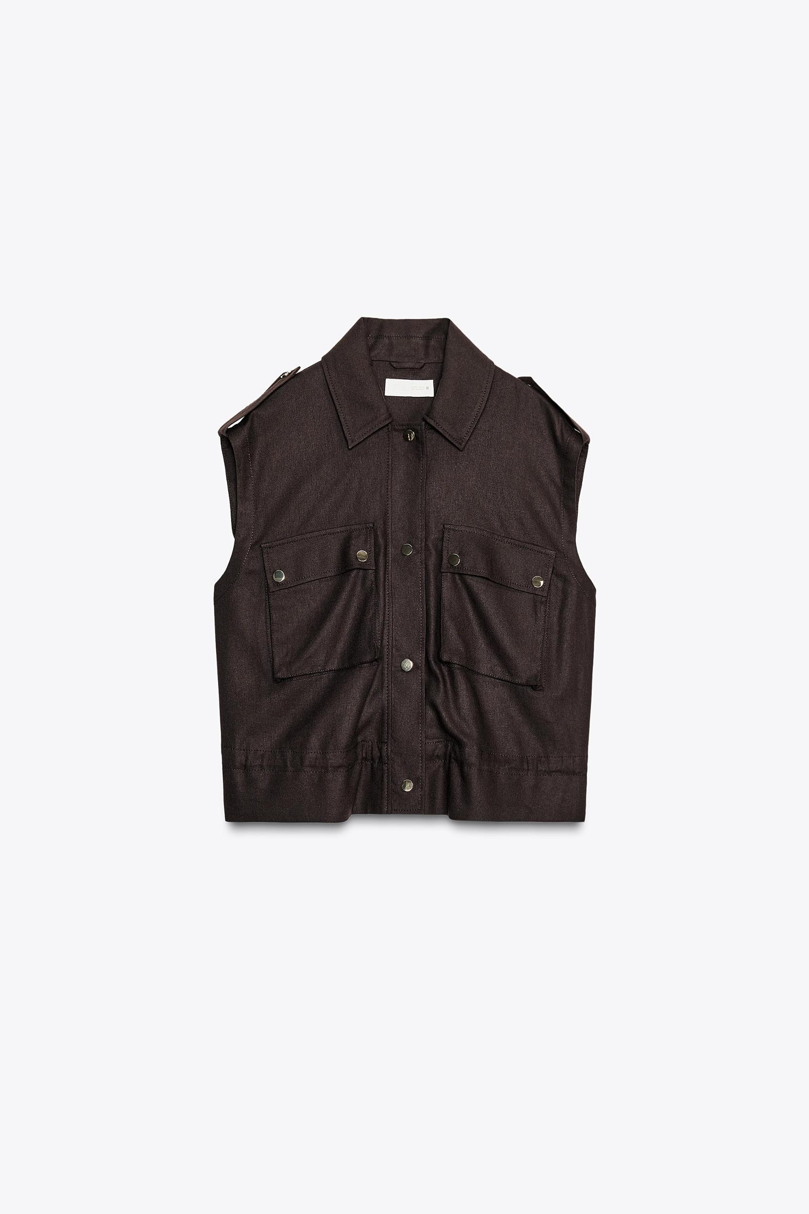 LINEN CARGO VEST Product Image