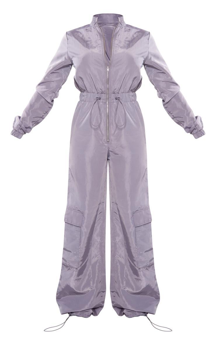 Light Grey Zip Up Toggle Wide Leg Jumpsuit Product Image