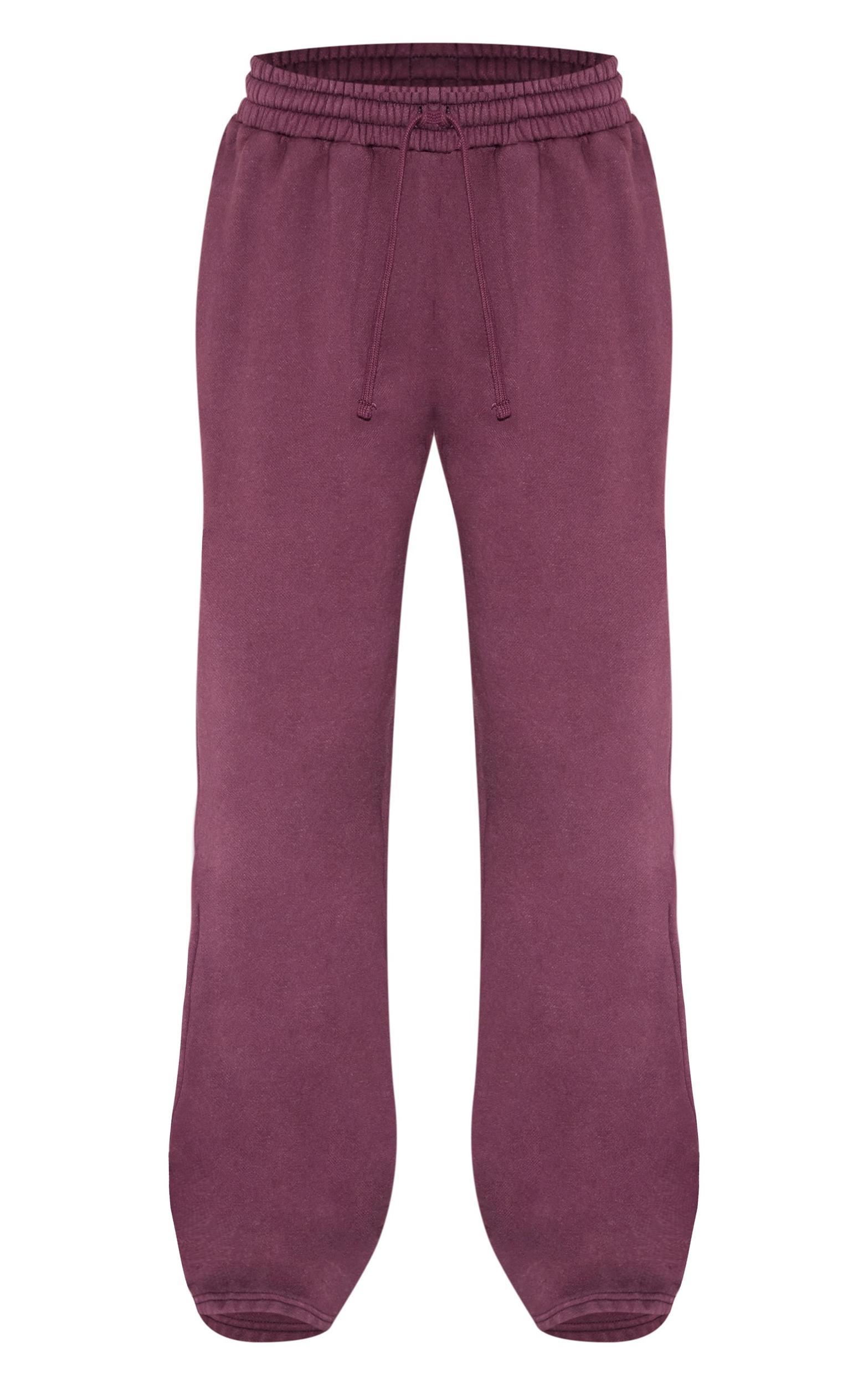 Plum Washed Wide Leg Sweatpants Product Image