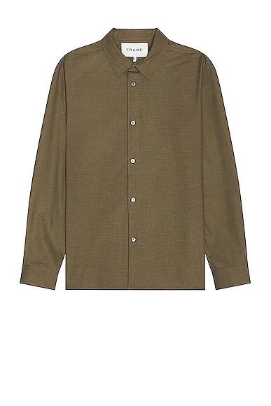 FRAME Brushed Flannel Shirt in Olive Product Image