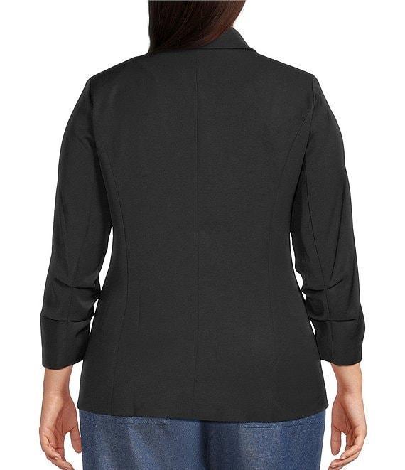 Skies Are Blue Plus Size Notch Lapel Shirred 3/4 Sleeve Open Front Coordinating Statement Blazer Product Image