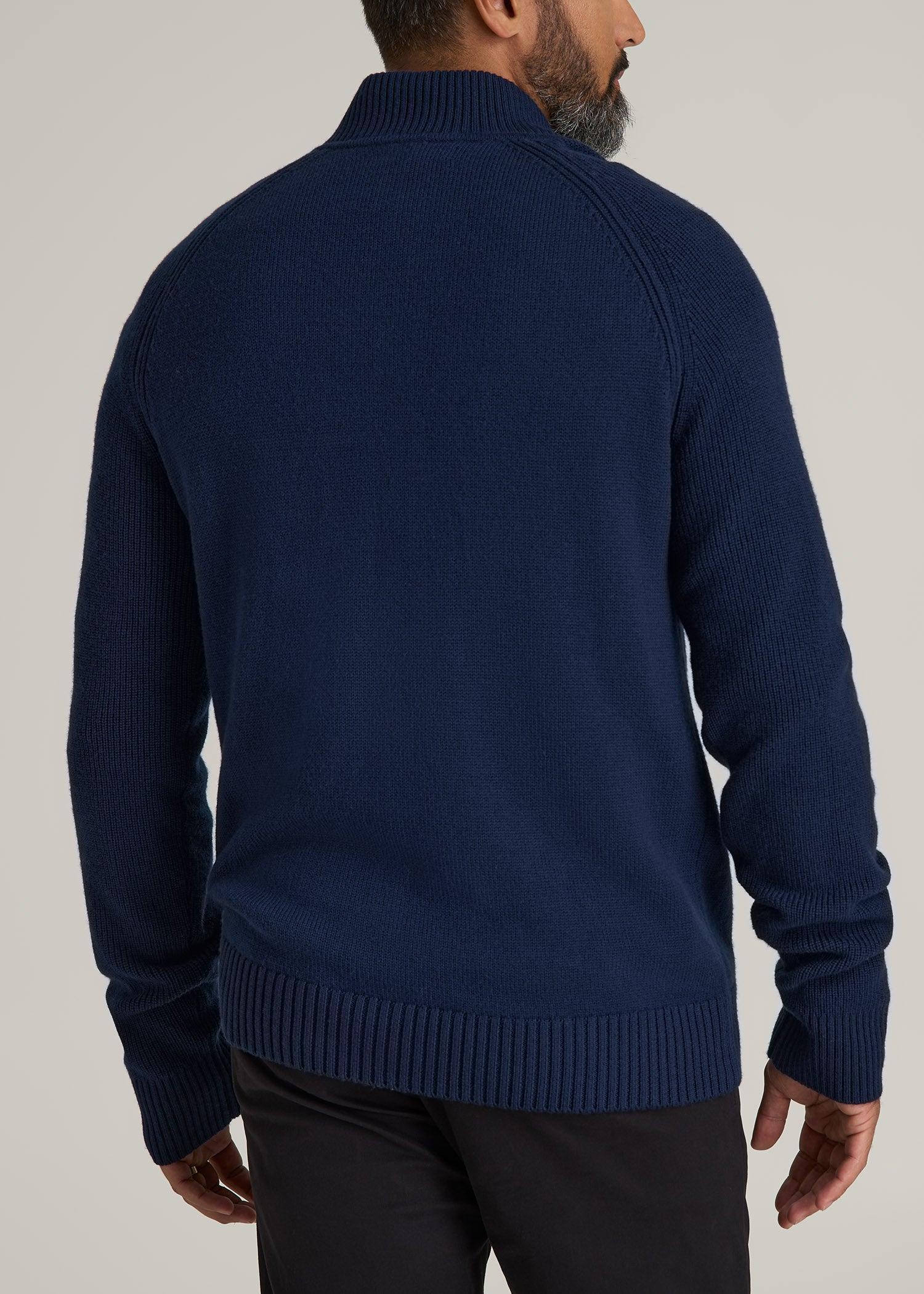 Chunky Merino Quarter-Zip Sweater for Tall Men in Patriot Blue Product Image