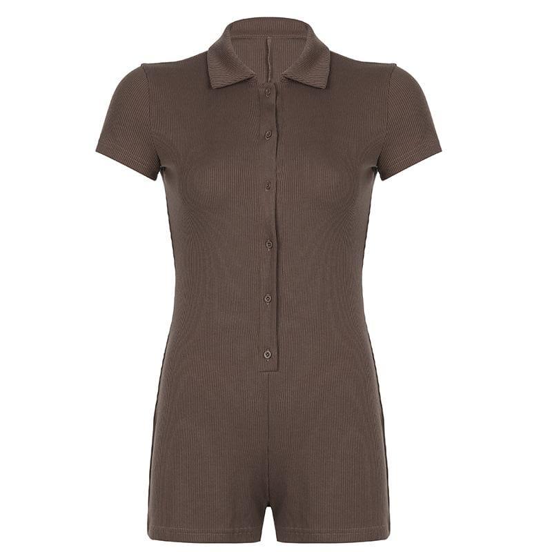 Plain Short-Sleeve Romper Product Image