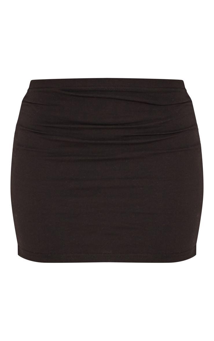 Black Basic Cotton Blend Jersey Mini Skirt Product Image