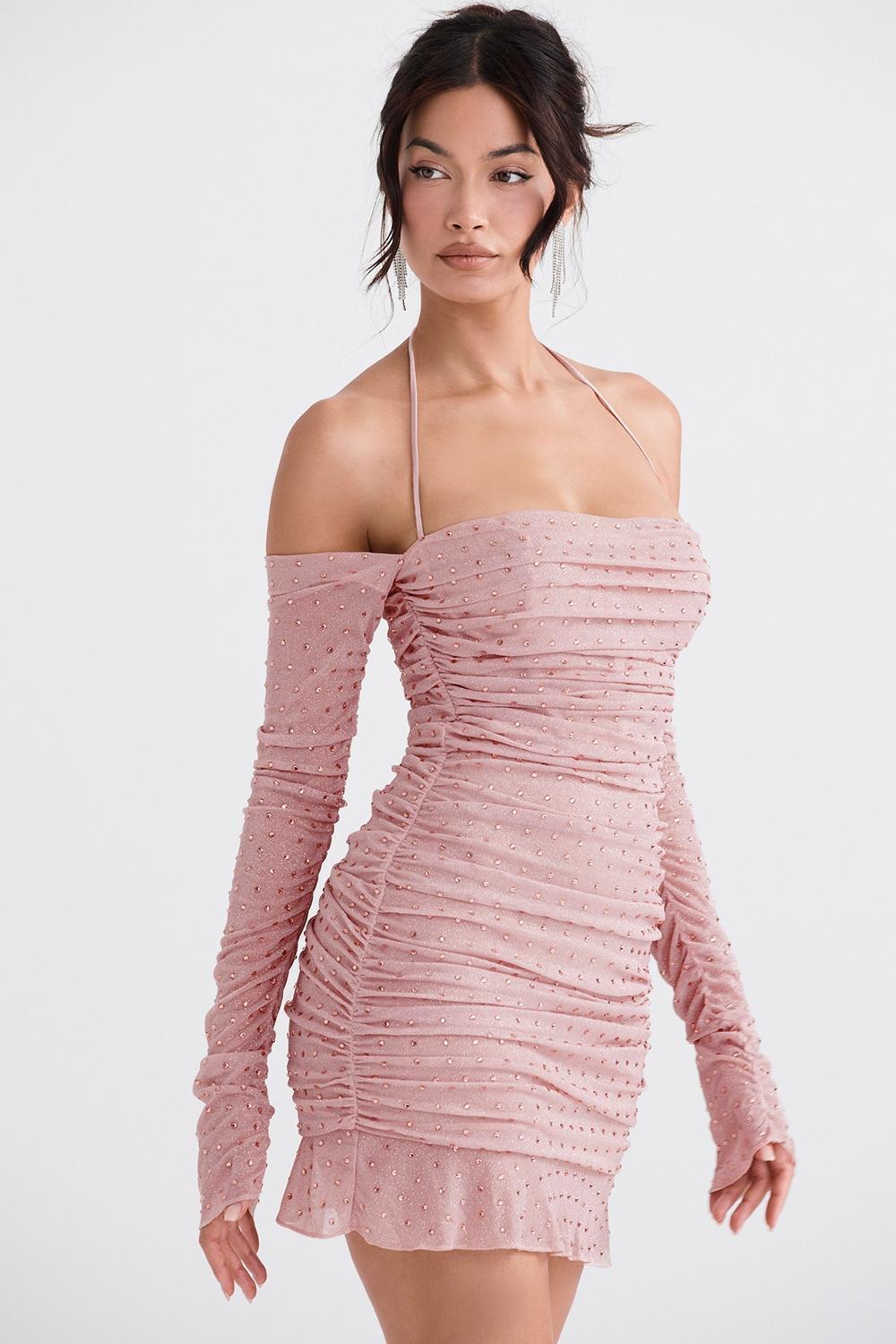 Estella Soft Pink Crystallised Dress Product Image