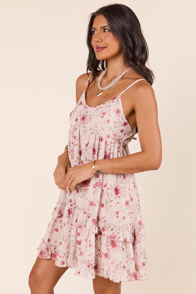 Hope Red Neutral Floral Mini Dress Product Image