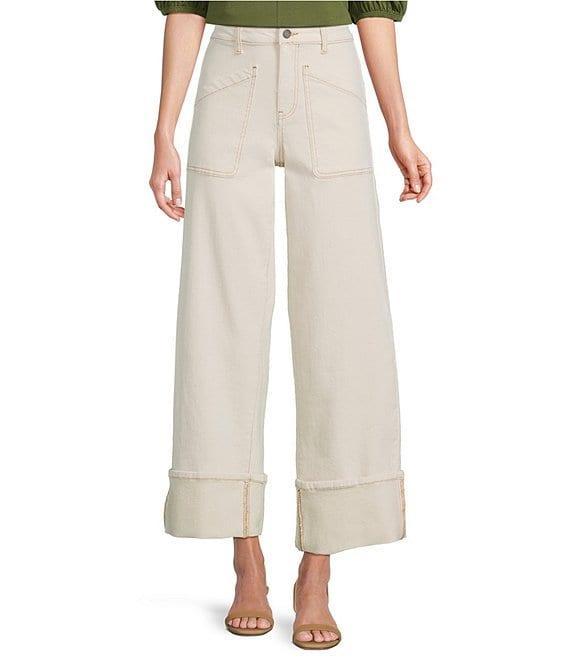 Gibson & Latimer Denim High Rise Pocket Front Wide Cuffed Ankle Length Jeans Product Image