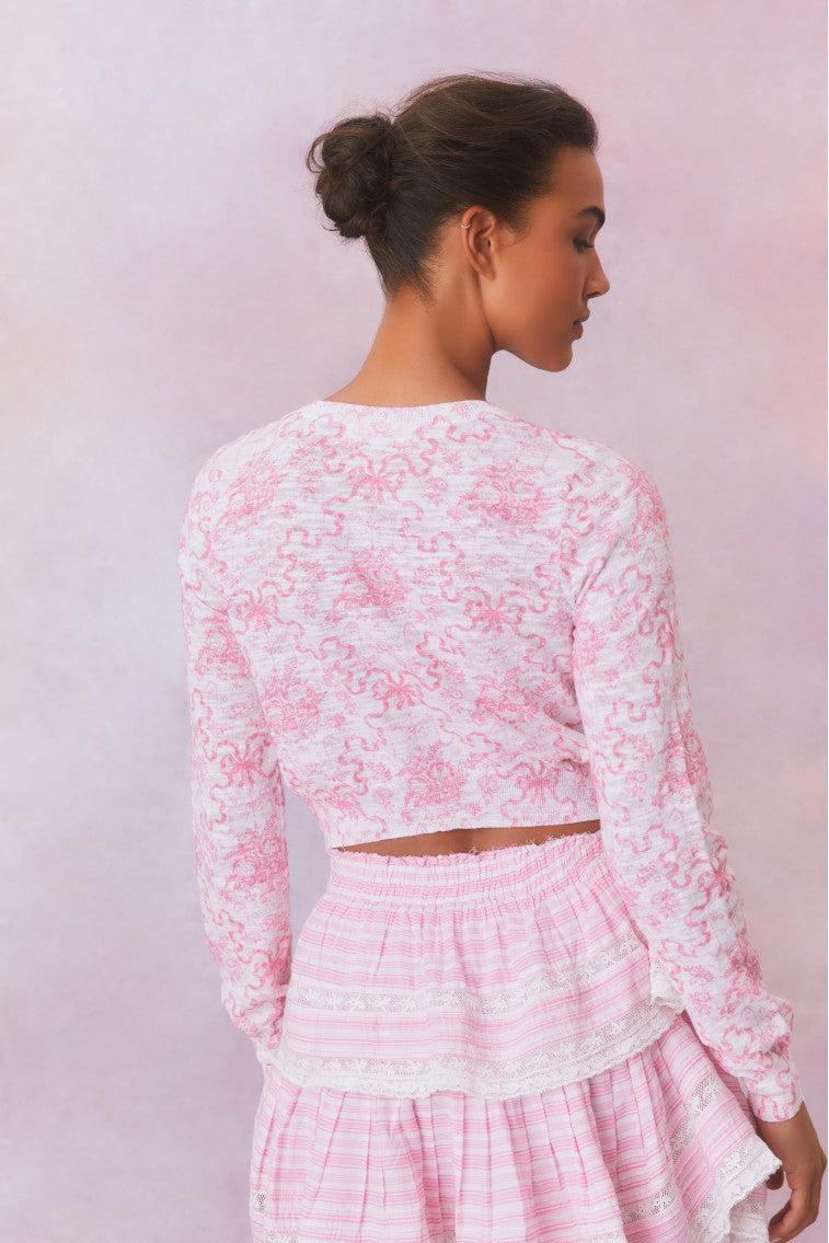 Pinky Bow Print Cardigan Product Image