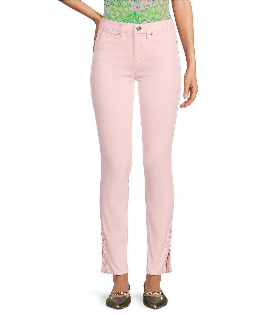Lilly Pulitzer South Ocean High Rise Lace Hem Jeans Product Image