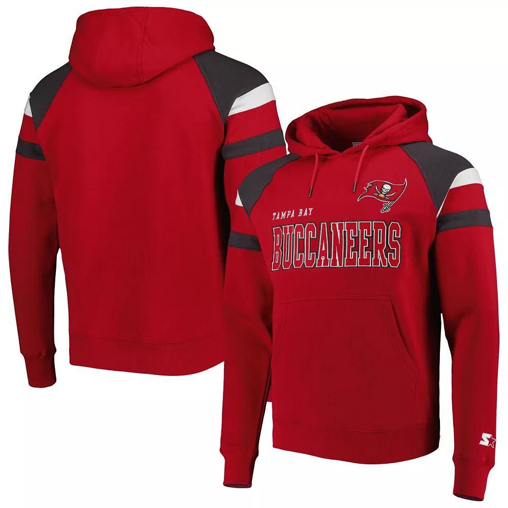 Men's Starter Red Tampa Bay Buccaneers Draft Fleece Raglan Pullover Hoodie, Size: Medium Product Image