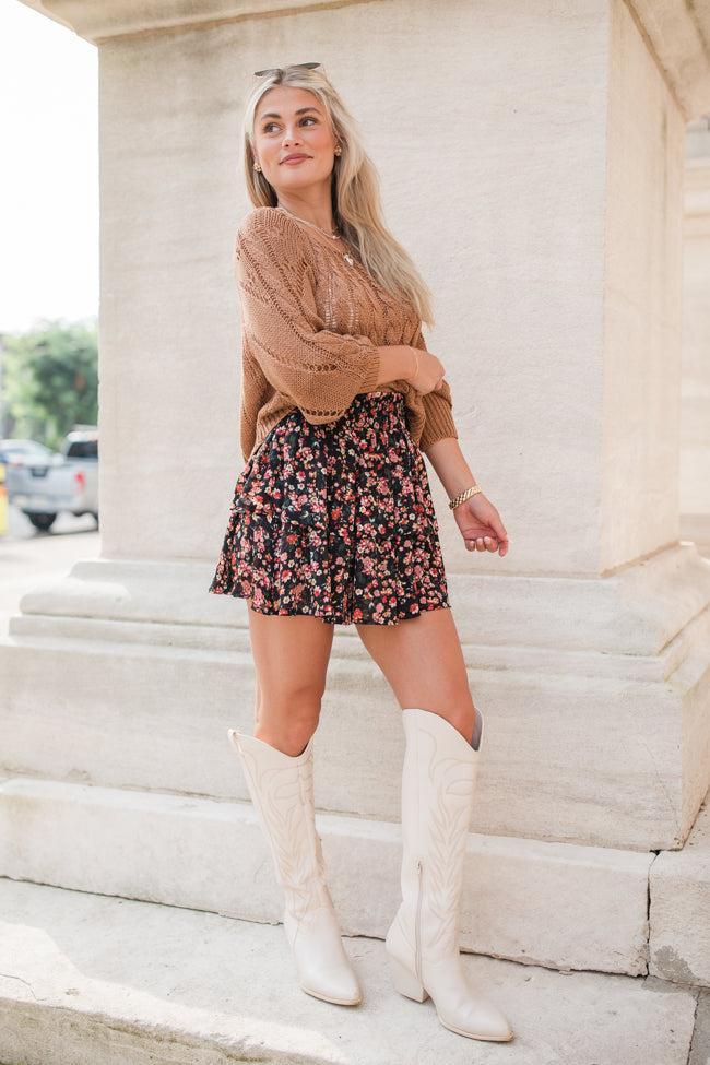 Breezy Black Floral Tiered Skort FINAL SALE Product Image