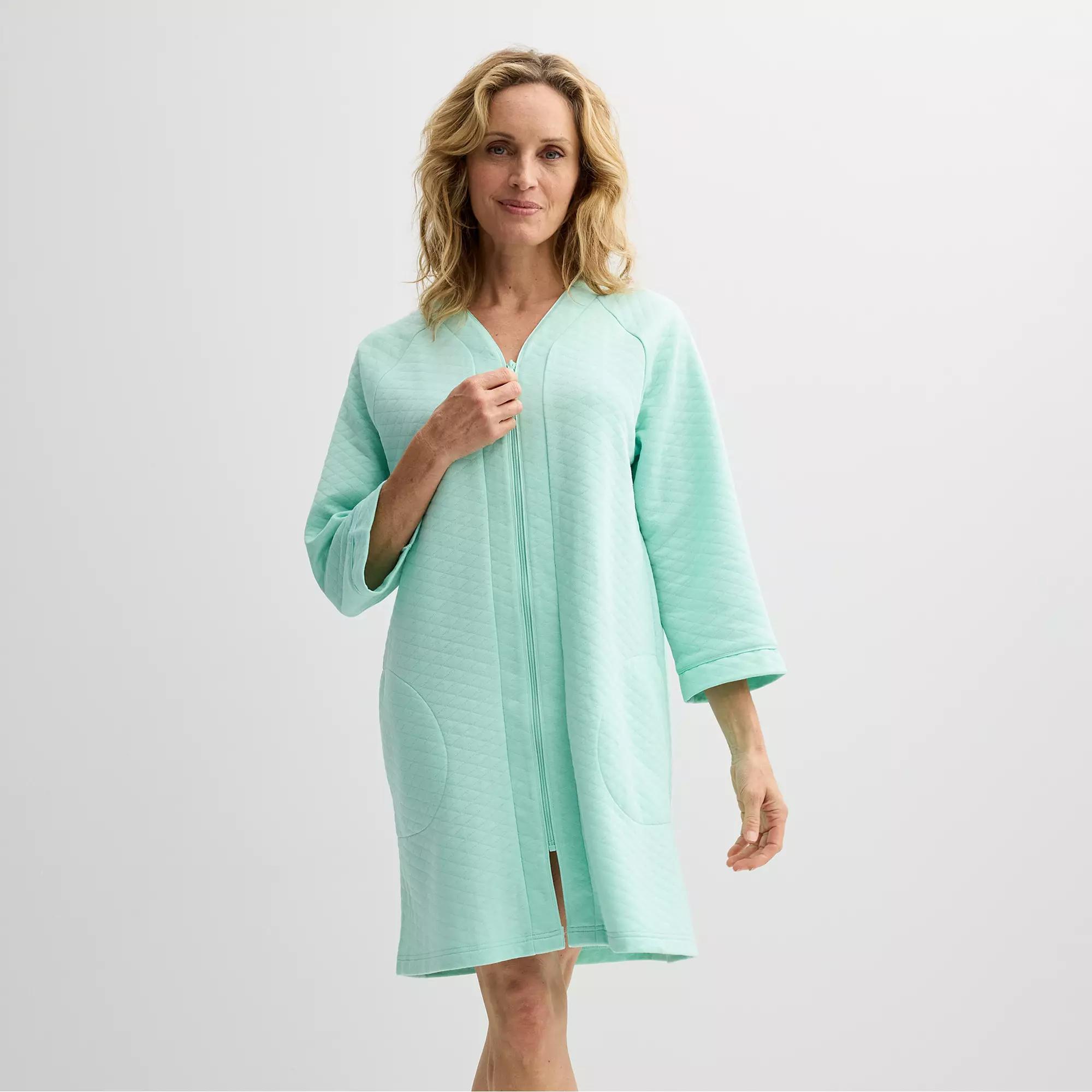 Petite Croft & Barrow® Quilted Zip Short Robe, Women's, Size: XL Petite, Blue Rae Product Image