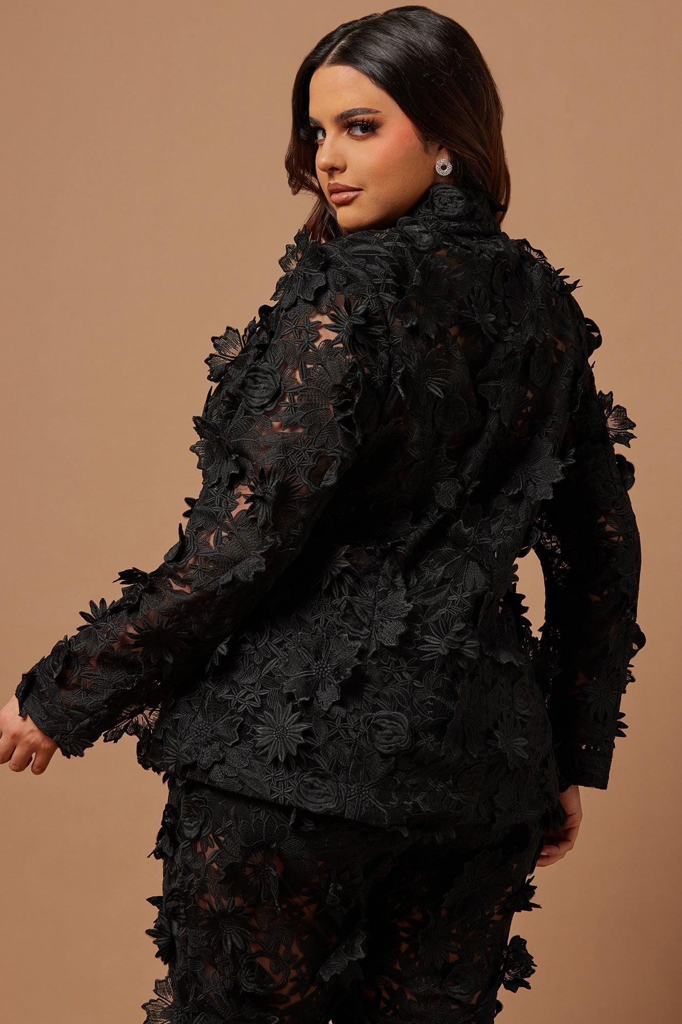 Denise Embroidered Blazer - Black Product Image