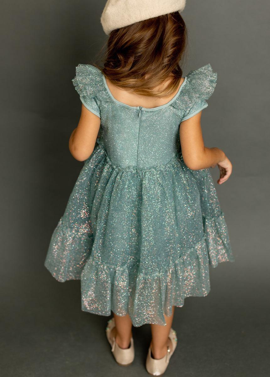 Andria Dress in Smokey Teal Girls Product Image