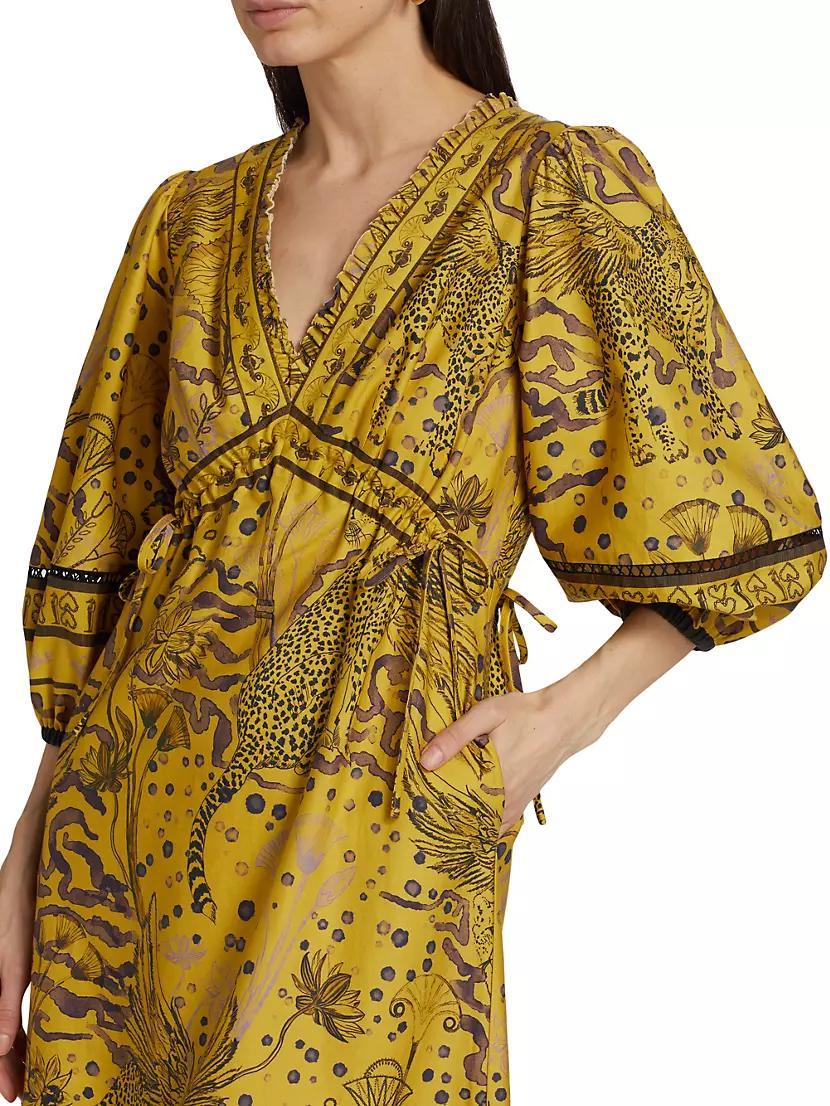 Abstract Cotton V-Neck Midi-Dress Product Image