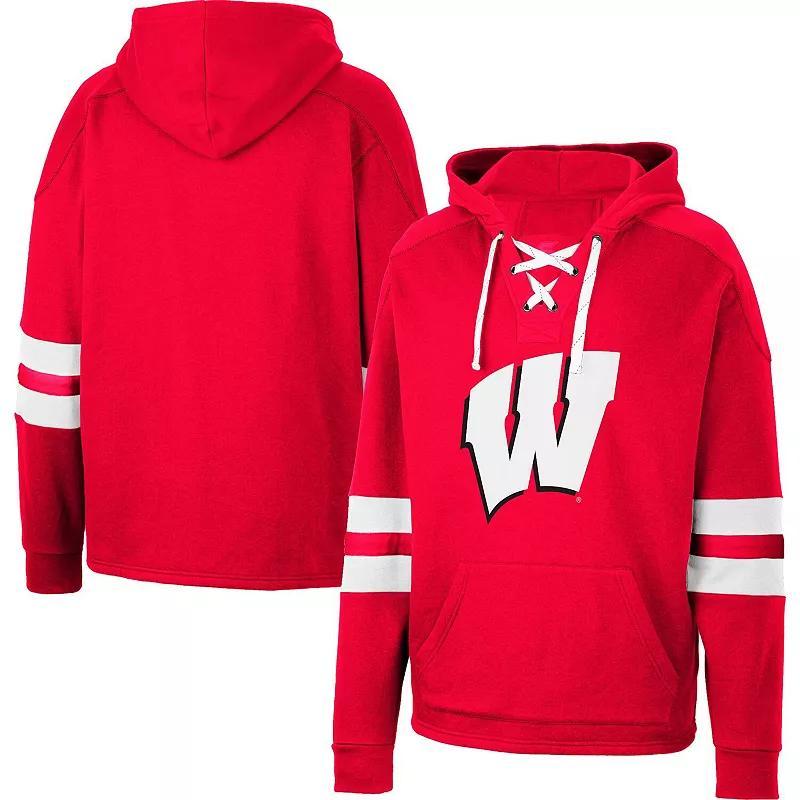 Mens Colosseum Wisconsin Badgers Lace-Up 4.0 Pullover Hoodie Product Image