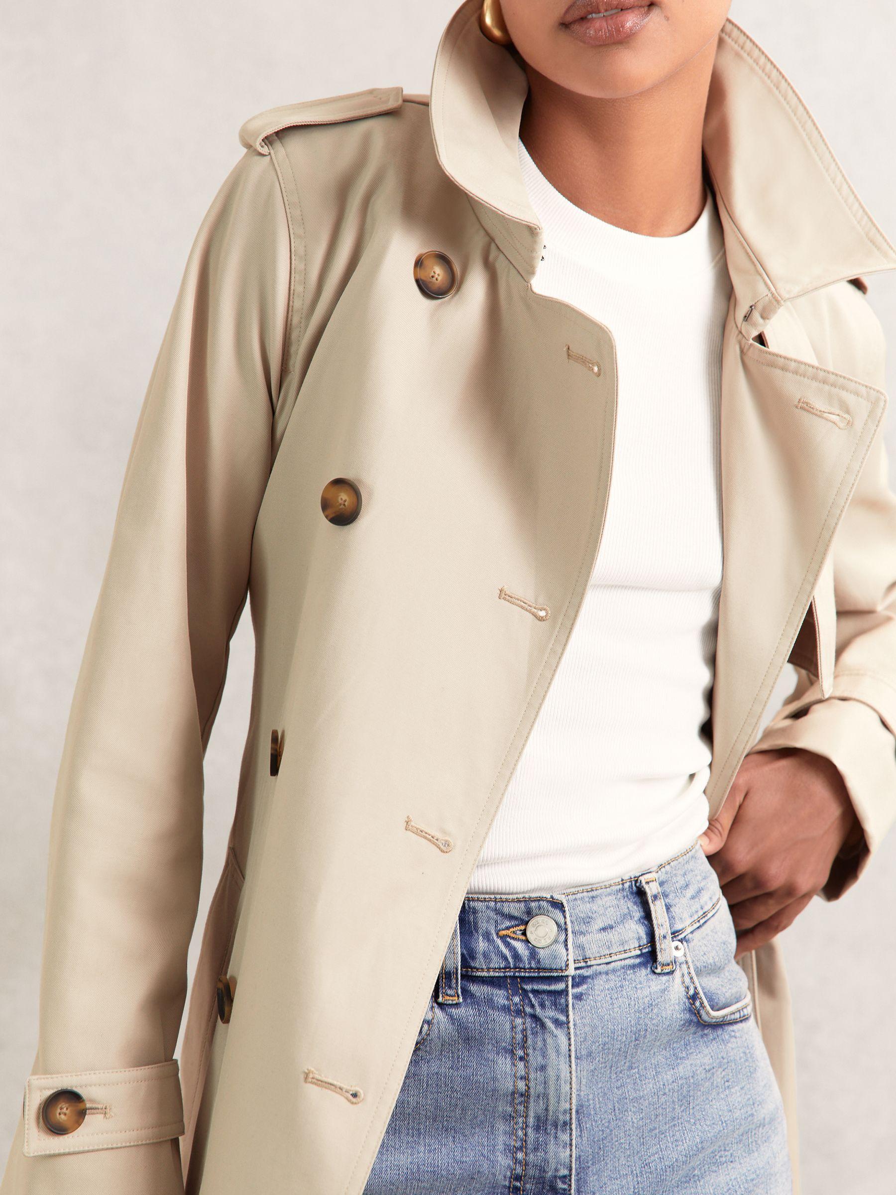 Hooded Insert Trench Coat in Stone Product Image