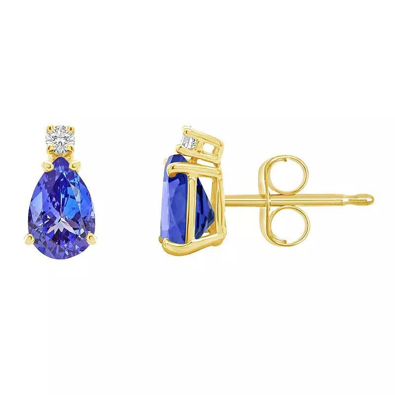 Celebration Gems 14K Gold Pear-Shaped Diamond Accent Gemstone Earrings, Women's, Red Product Image