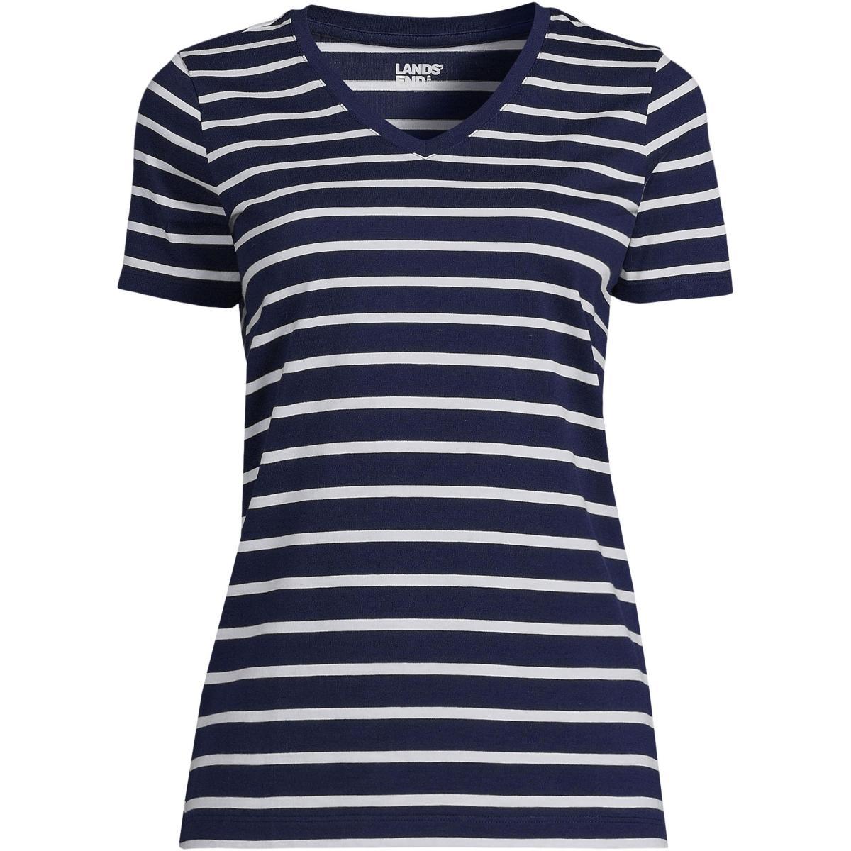 Womens Lands End Relaxed-Fit Supima Cotton V-Neck Tee Product Image