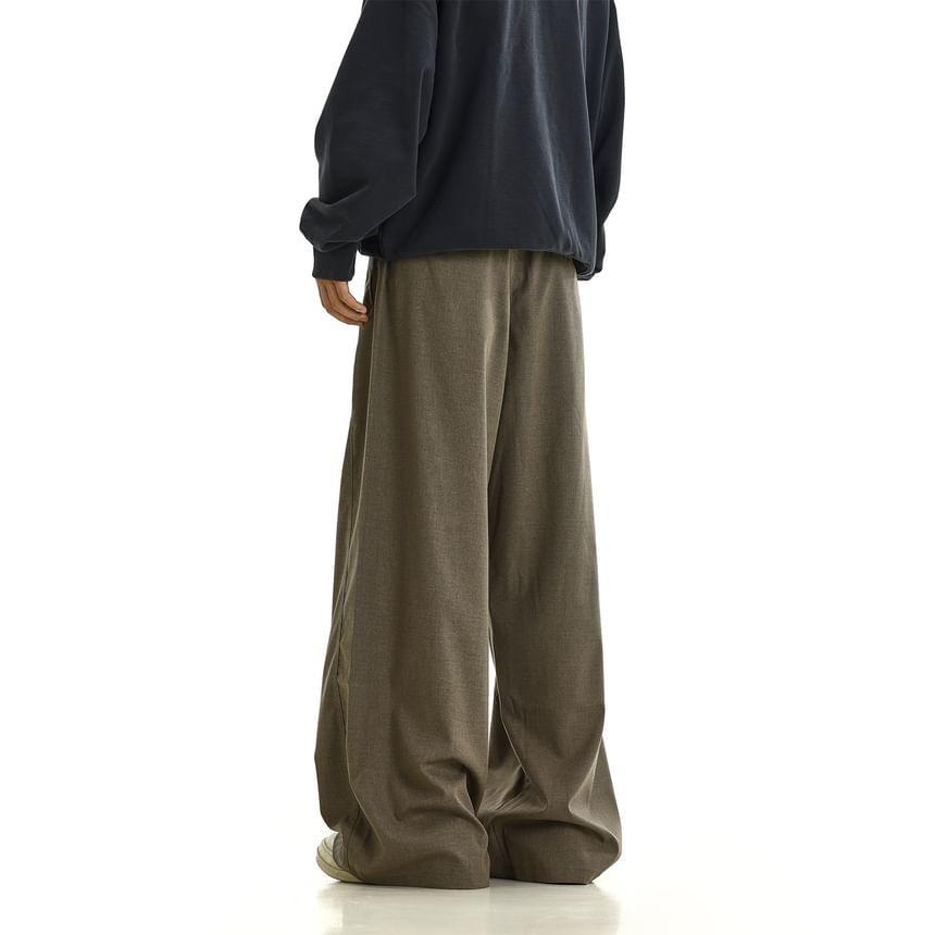 Mid Rise Plain Straight Leg Pants Product Image
