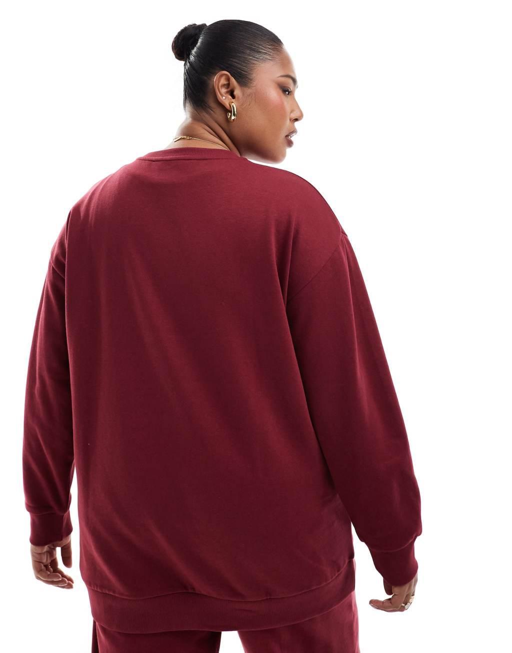 Yours crew neck sweatshirt in burgundy - part of a set Product Image