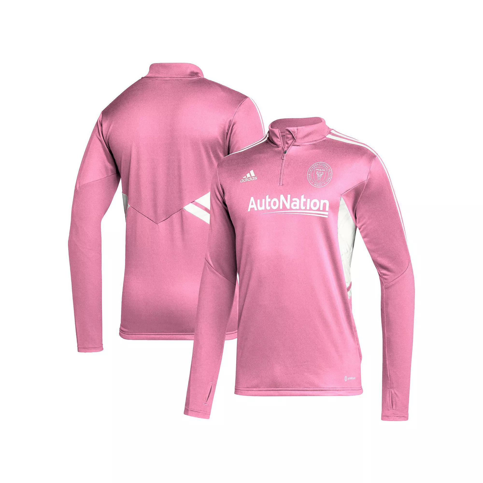 Men's adidas Pink Inter Miami CF Quarter-Zip AEROREADY Training Top, Size: 2XL, Mls Pink Product Image