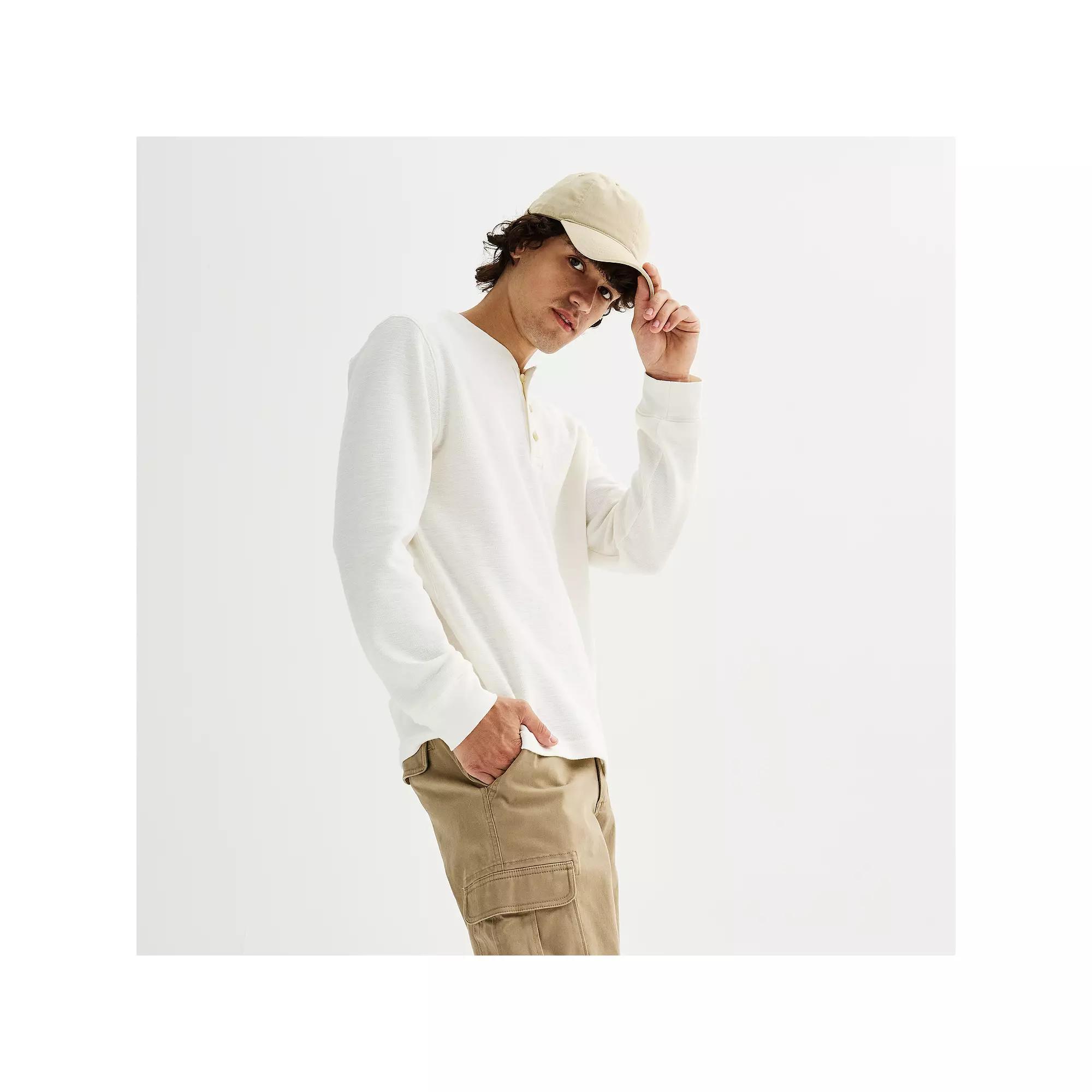 Men's Sonoma Goods For Life® Long Sleeve Textured Henley Tee, Size: XL, Brown Product Image